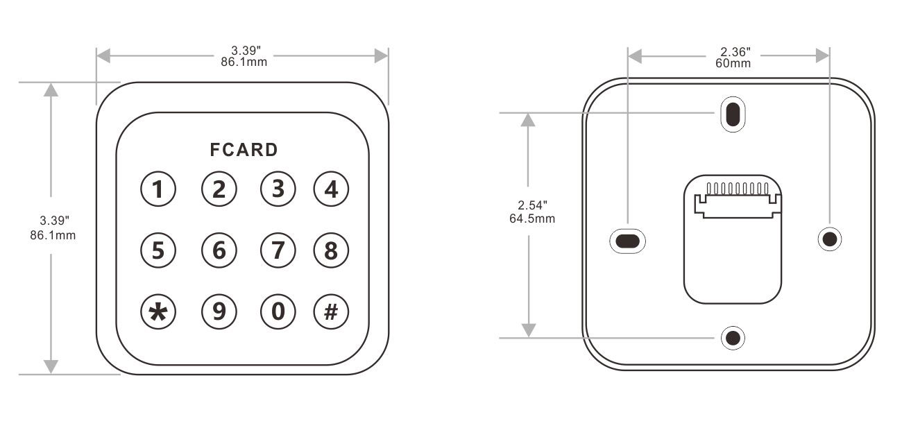 按鍵門禁一體機的尺寸 按鍵門禁一體機的尺寸