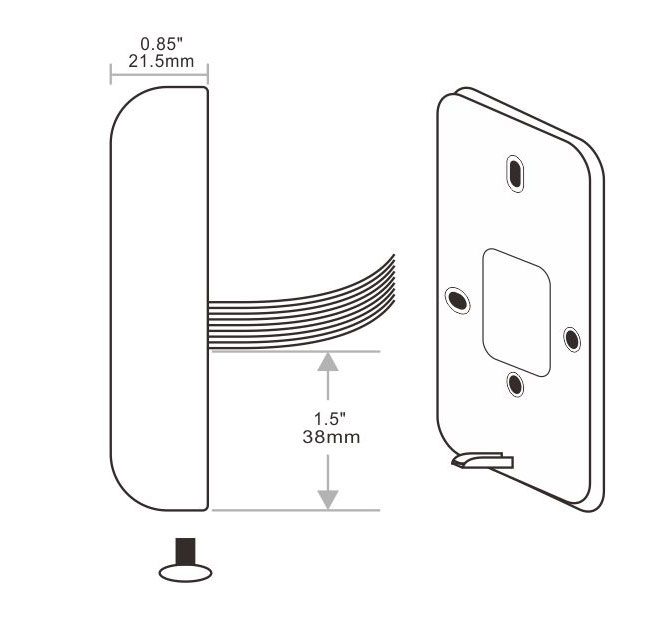 按鍵門禁一體機的側視圖 按鍵門禁一體機的側視圖
