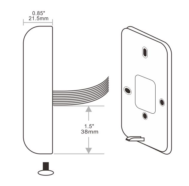 按鍵門禁讀卡器的側視圖 按鍵門禁讀卡器的側視圖